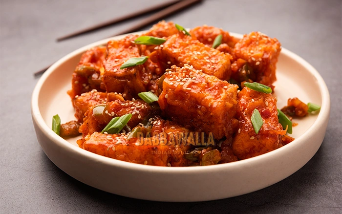 Indian-Chinese style chilli paneer served at Dabbawalla Robertson Quay Singapore